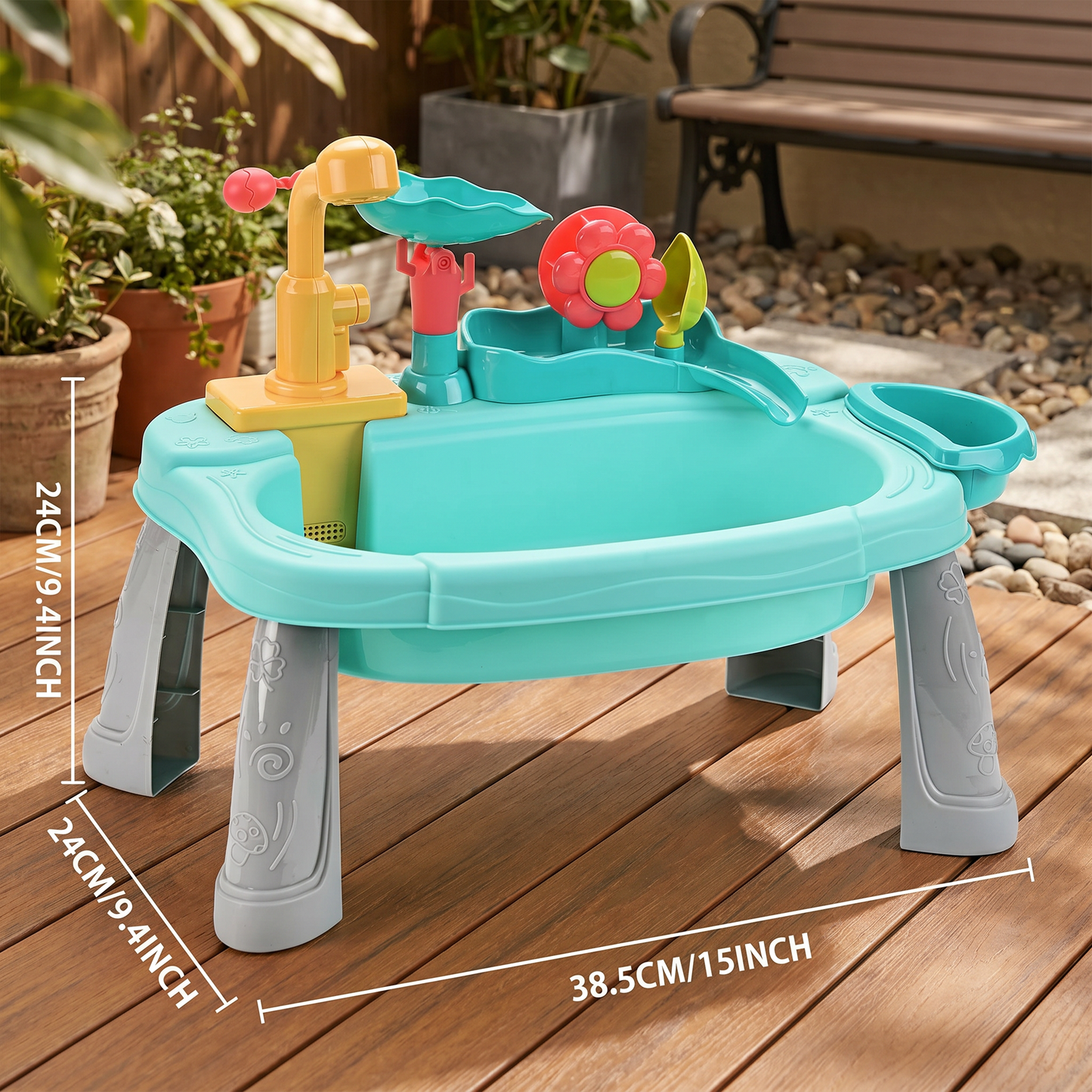 Ergonomic Elevated Kids Kitchen Sink Playset with Electric Running Water