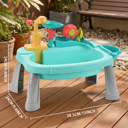 Ergonomic Elevated Kids Kitchen Sink Playset with Electric Running Water