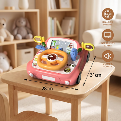Driving Simulator Toy with Steering Wheel and Screen for Kids