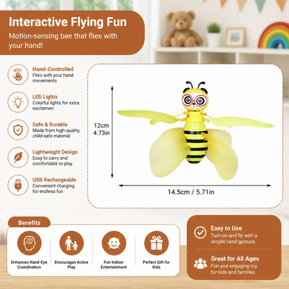 Hand-Controlled Flying Bee Toy with Motion Sensor and LED Lights