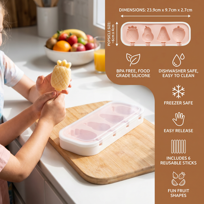 Silicone Popsicle Mold with Fruit Shapes for Homemade Ice Cream