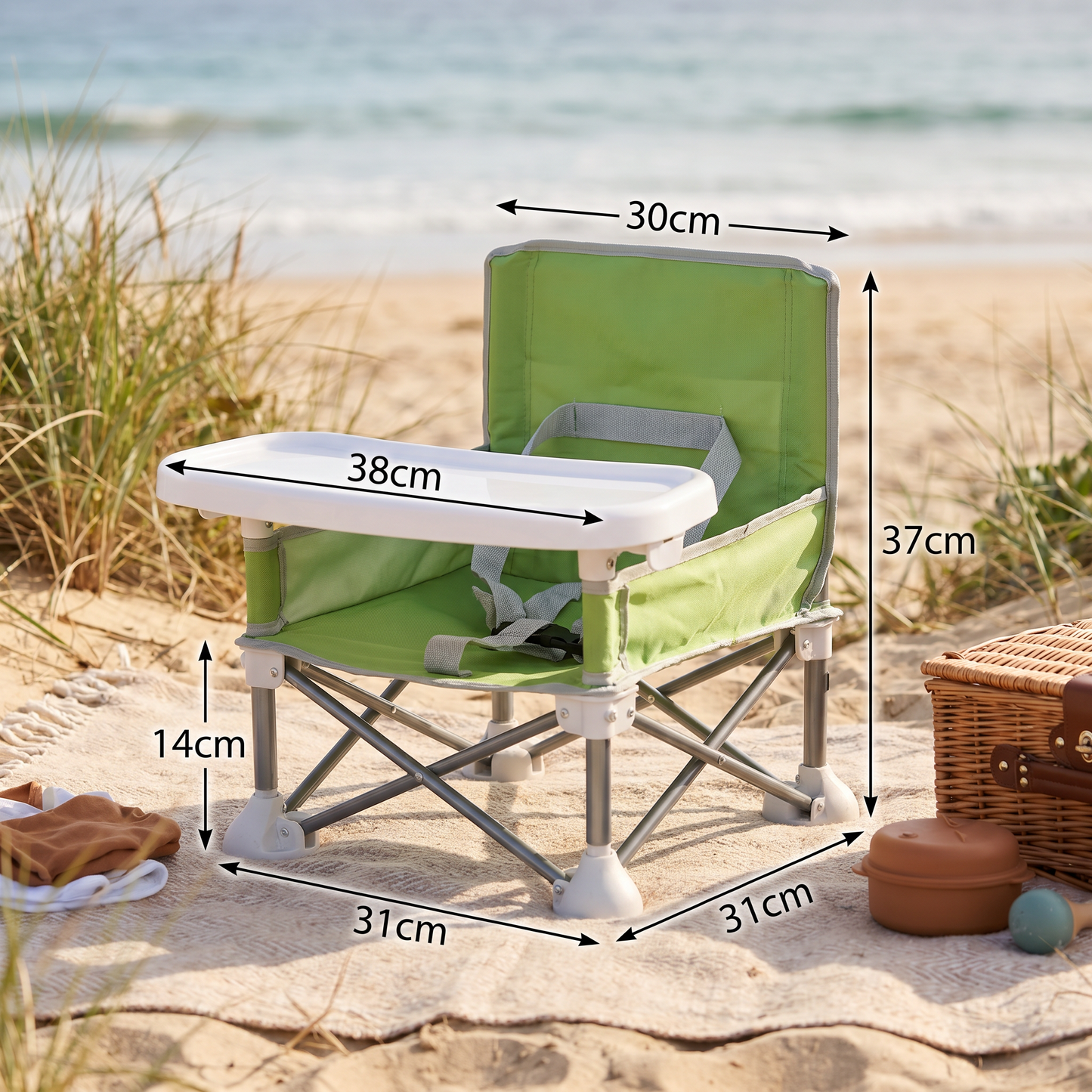 Foldable Baby Camping Chair with Tray for On the Go