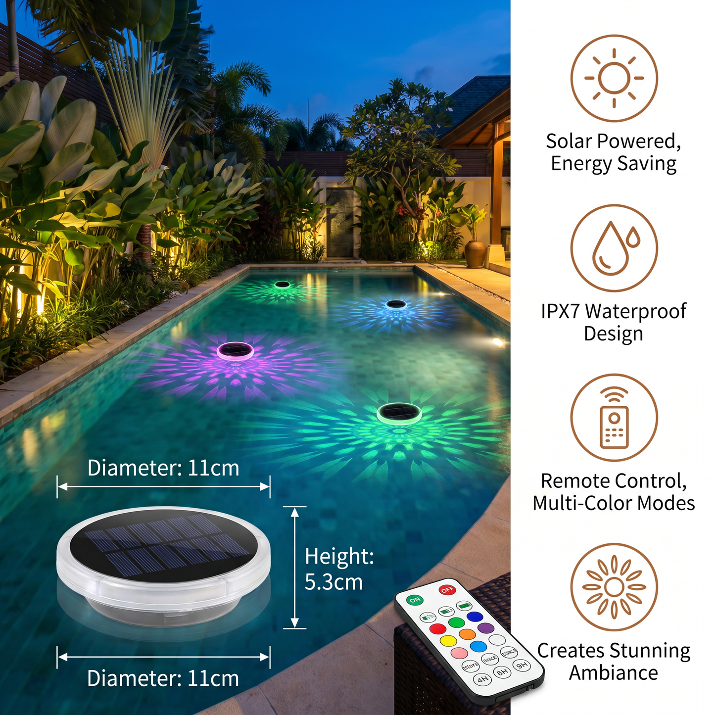 Floating Solar LED Light with Remote Control