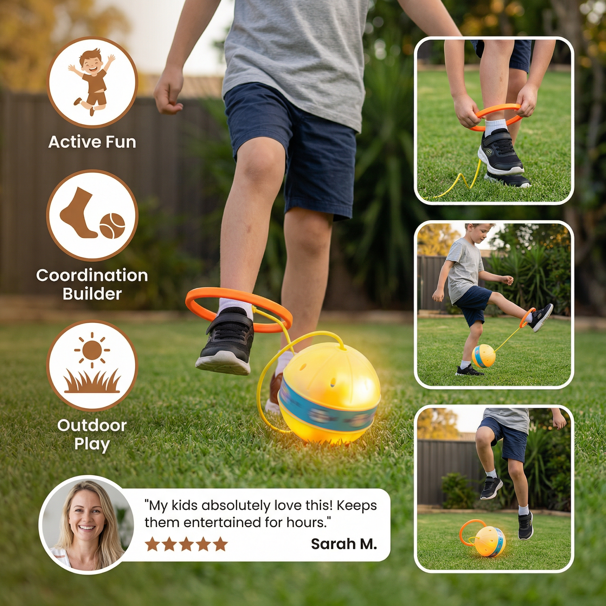LED Light Up Ankle Skip Ball Jumping Toy for Active Play