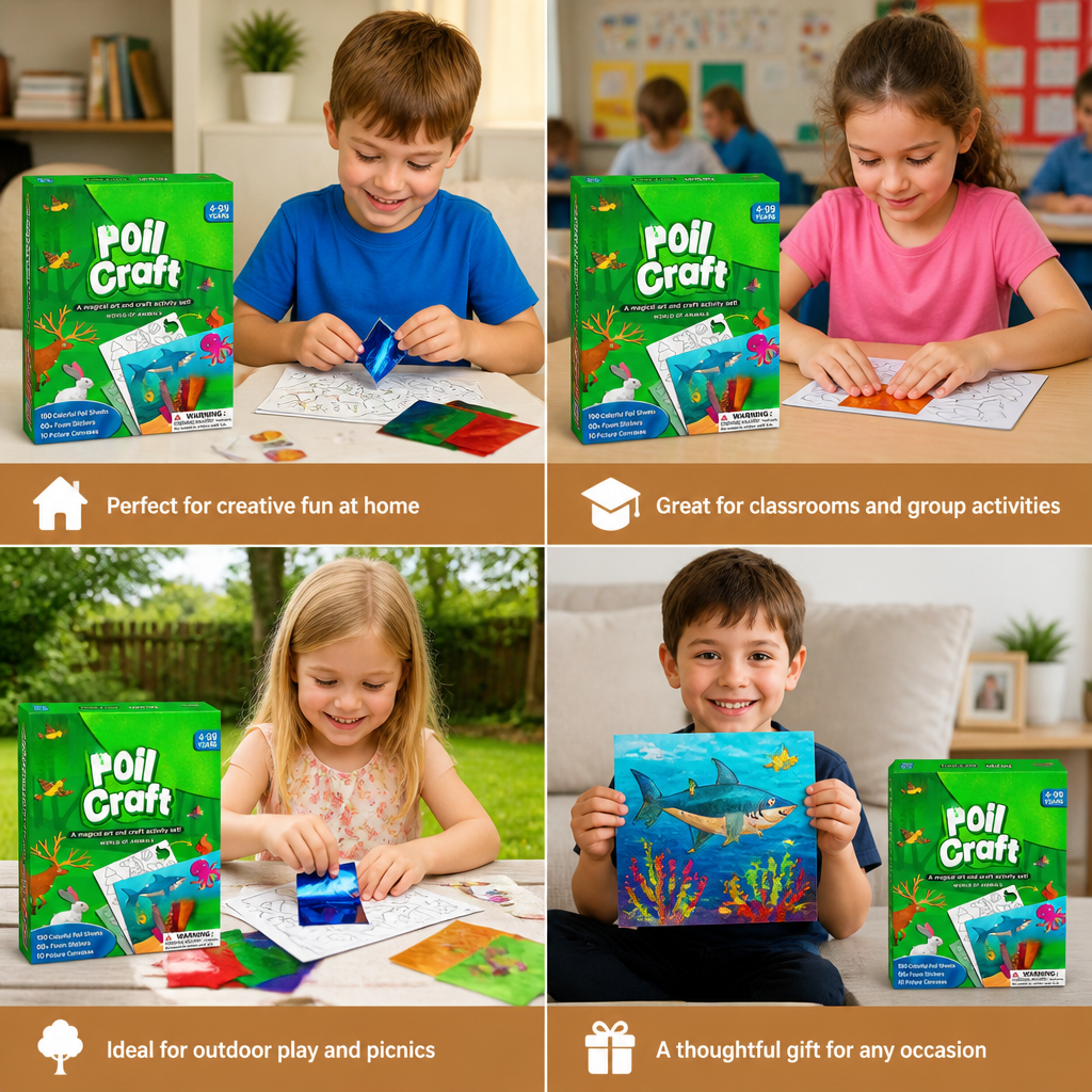 DIY Foil Art Kit – No-Mess Animal Crafts for Kids