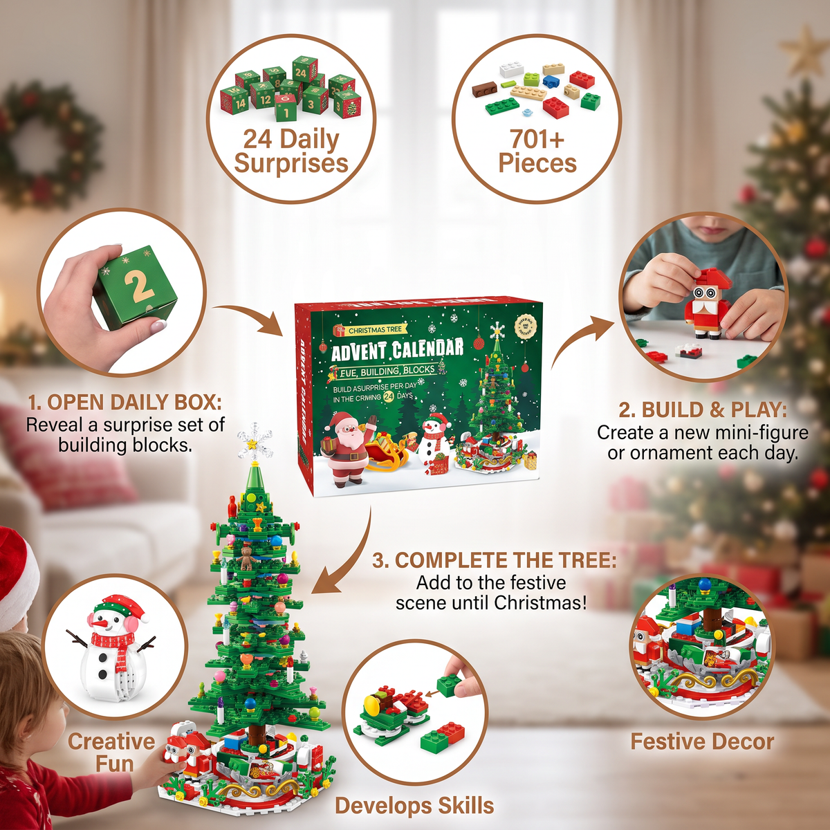 Christmas Tree Building Blocks Advent Calendar for Kids
