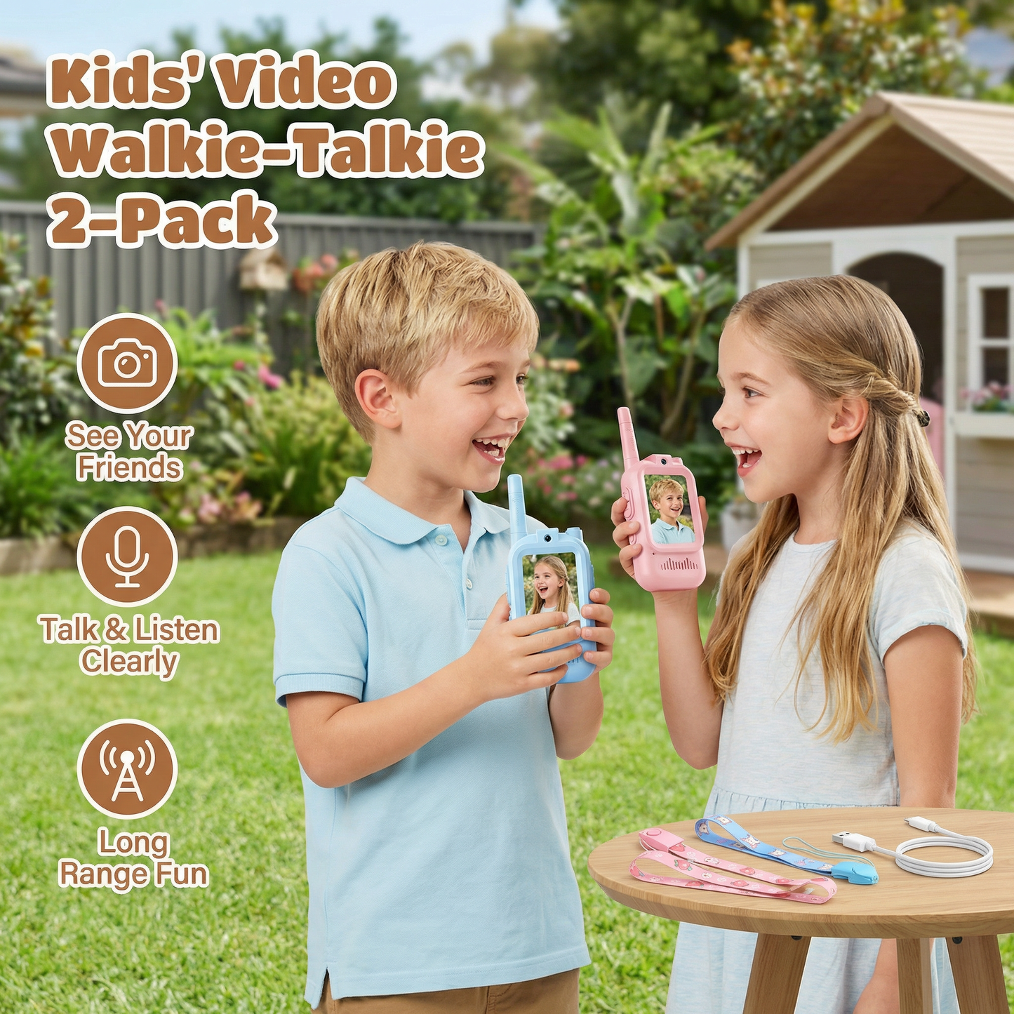 Kids' Video Walkie-Talkie 2-Pack – Radios with Camera & Screen