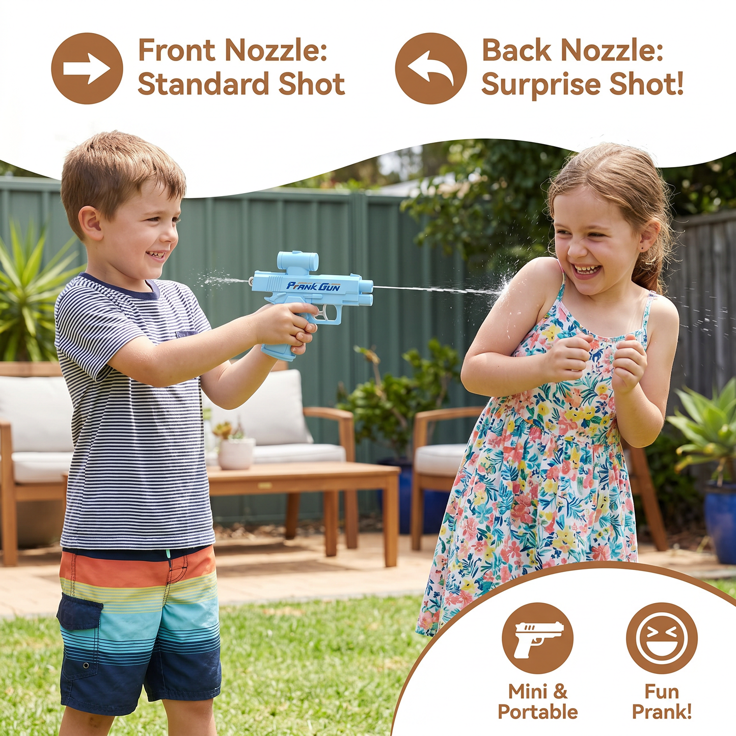 Double-Sided Prank Water Gun for Kids – Mini Water Fun Toy