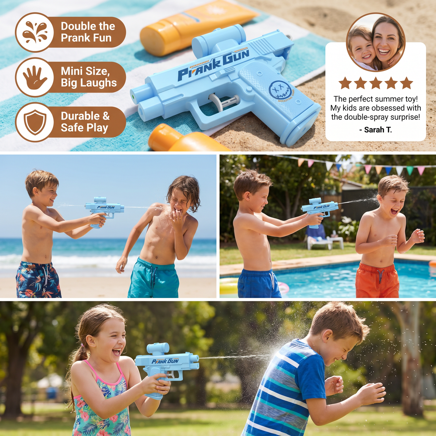 Double-Sided Prank Water Gun for Kids – Mini Water Fun Toy