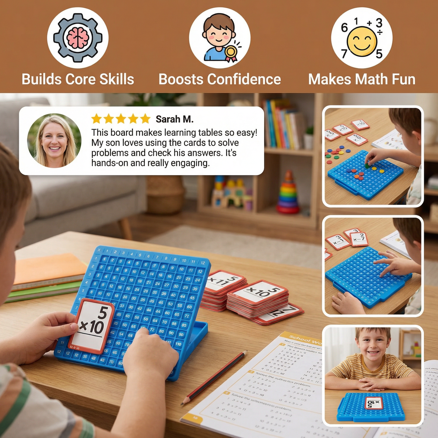 Math Learning Cards Set with Calculation Board – Addition, Subtraction, Multiplication & Division
