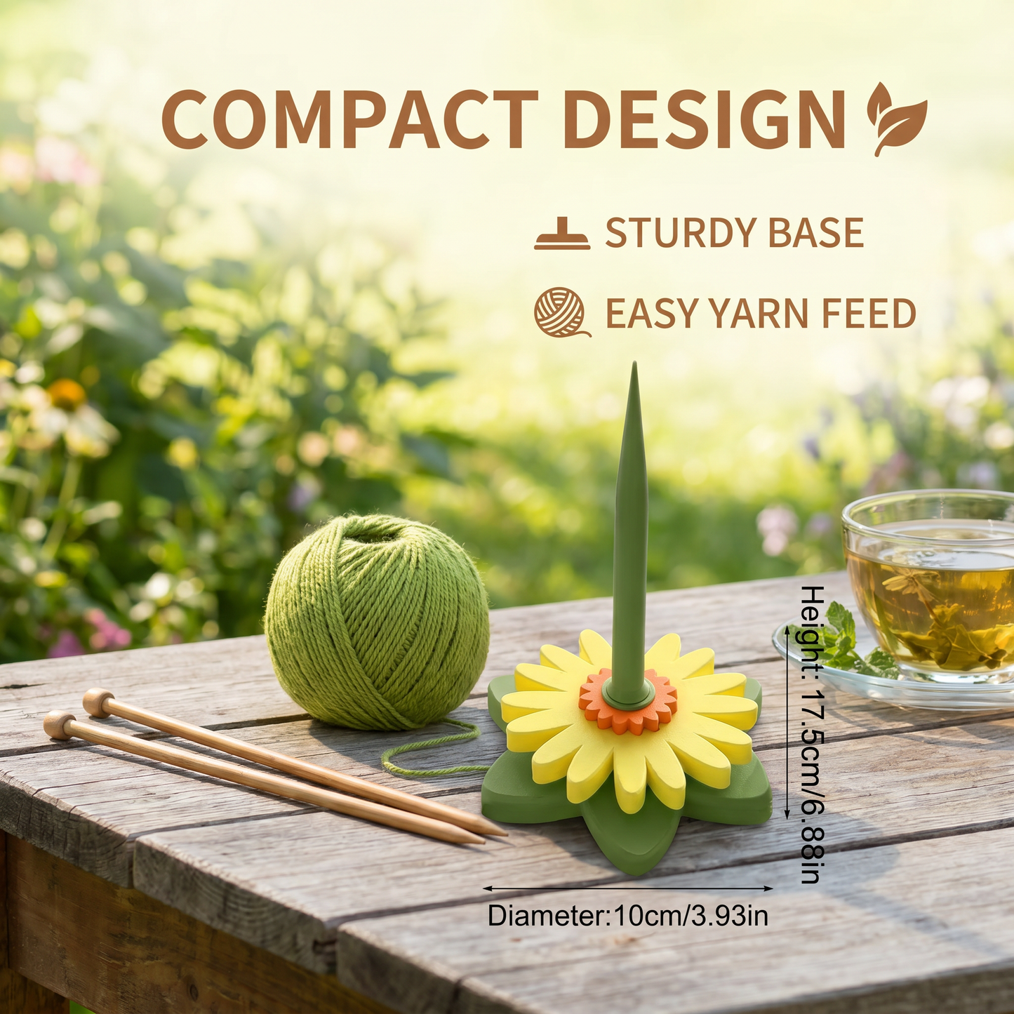 Flower Yarn Holder Stand for Knitting and Crocheting