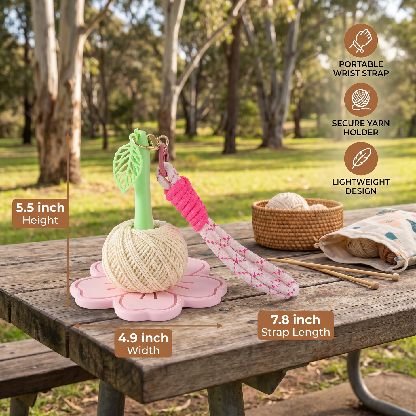 Portable Wrist Yarn Holder with Strap for Knitting and Crocheting