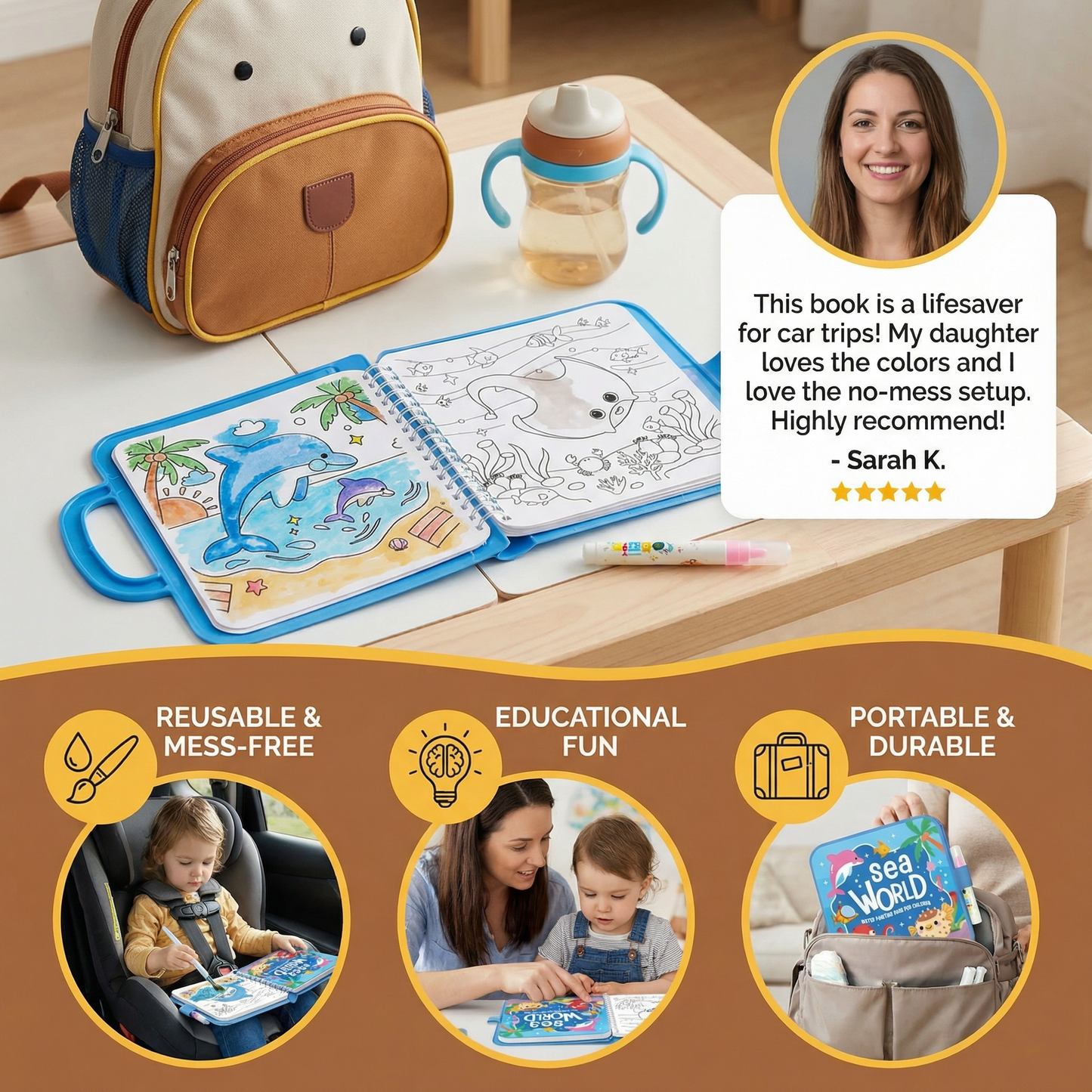 Magic Water Drawing Book – Reusable Mess-Free Colouring Fun
