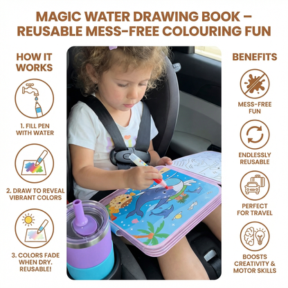 Magic Water Drawing Book – Reusable Mess-Free Colouring Fun
