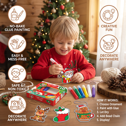 DIY Christmas No-Bake Glue Painting Ornament Craft Kit for Kids