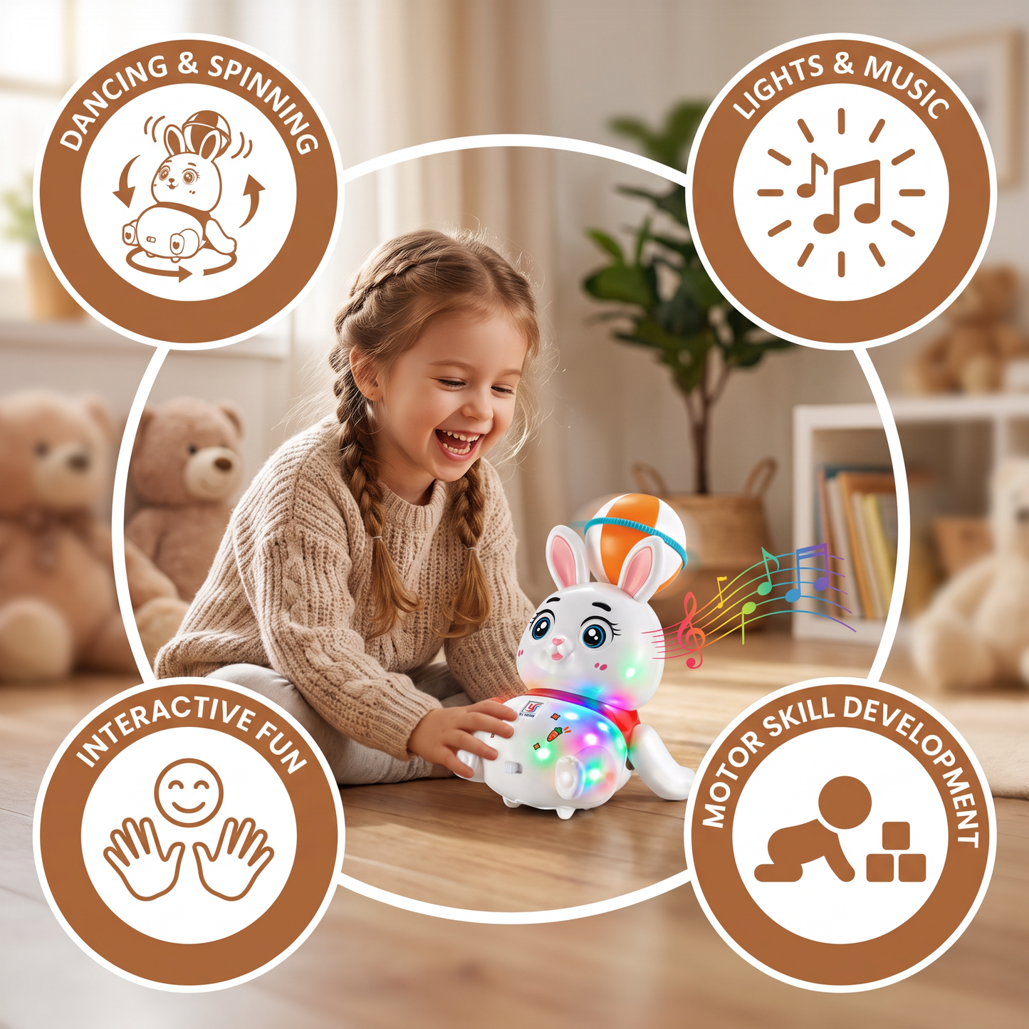 Interactive Dancing Rabbit Toy – Lights, Music & Fun Movement