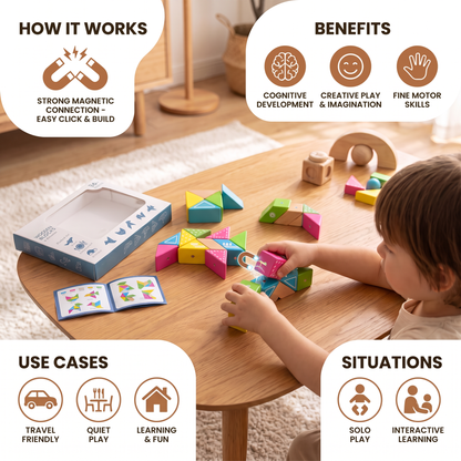 Magnetic Wooden Geometry  Puzzle Blocks