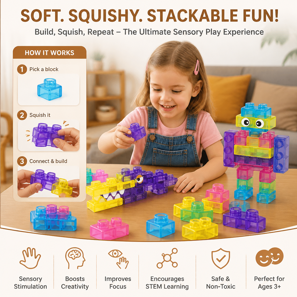 Magical Gummy Blocks, Soft Building Blocks for Children