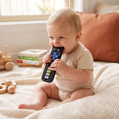 Silicone Remote Control Baby Teether – BPA-Free Sensory Chew Toy