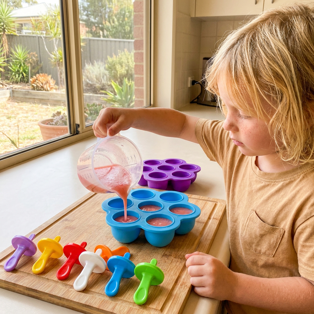 7-Piece Silicone Popsicle Mold – Reusable Ice Pop Maker for Kids