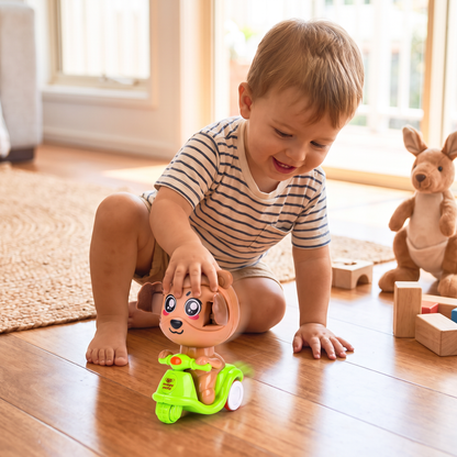 Press & Go Animal Motorcycle Toy – Cute Hide-and-Seek Character Car