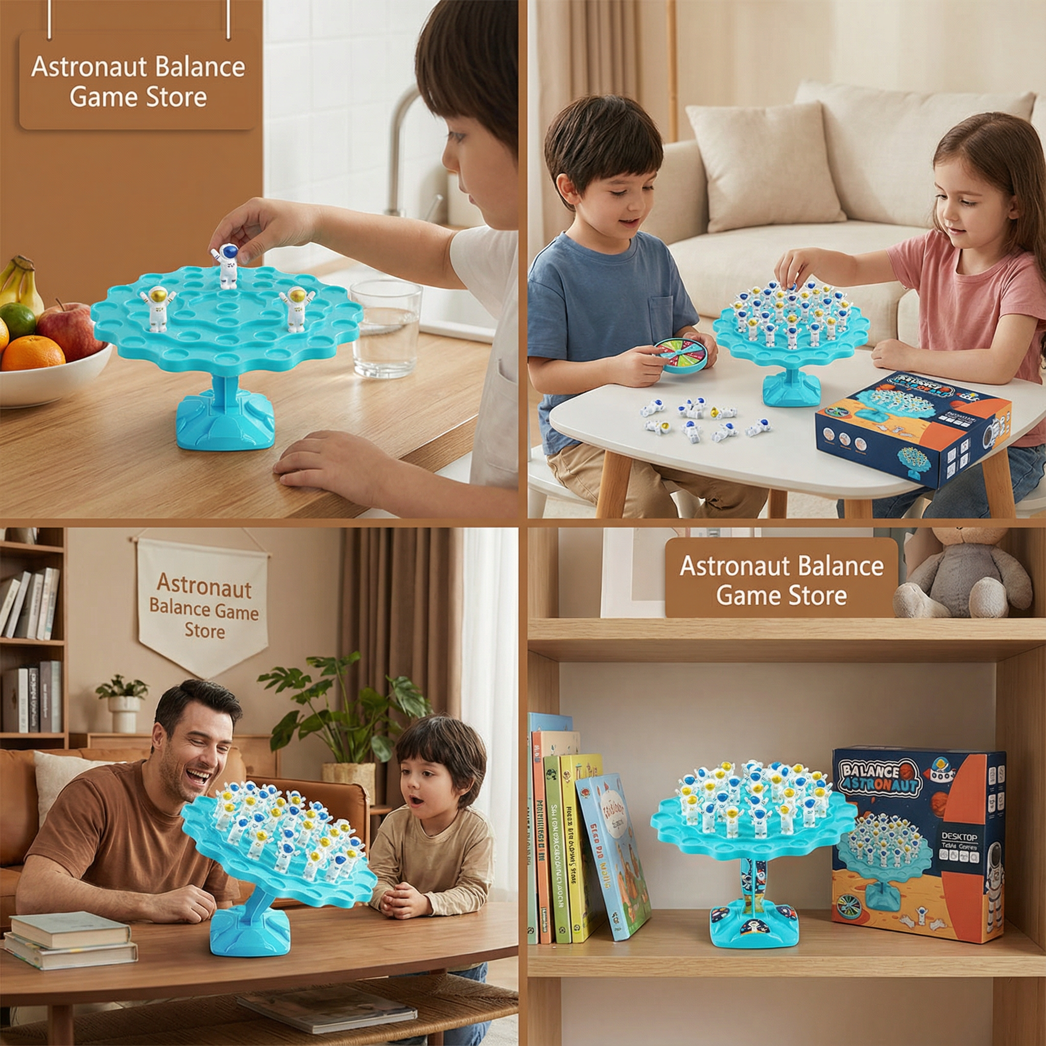 Astronaut Stacking Balance Game with Spinner and Dice