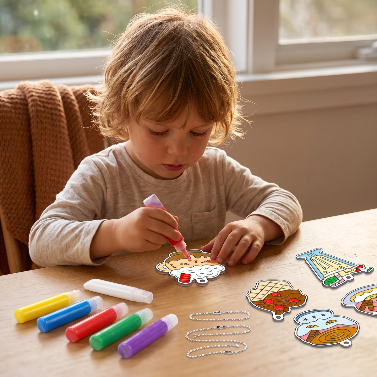 DIY Christmas No-Bake Glue Painting Ornament Craft Kit for Kids