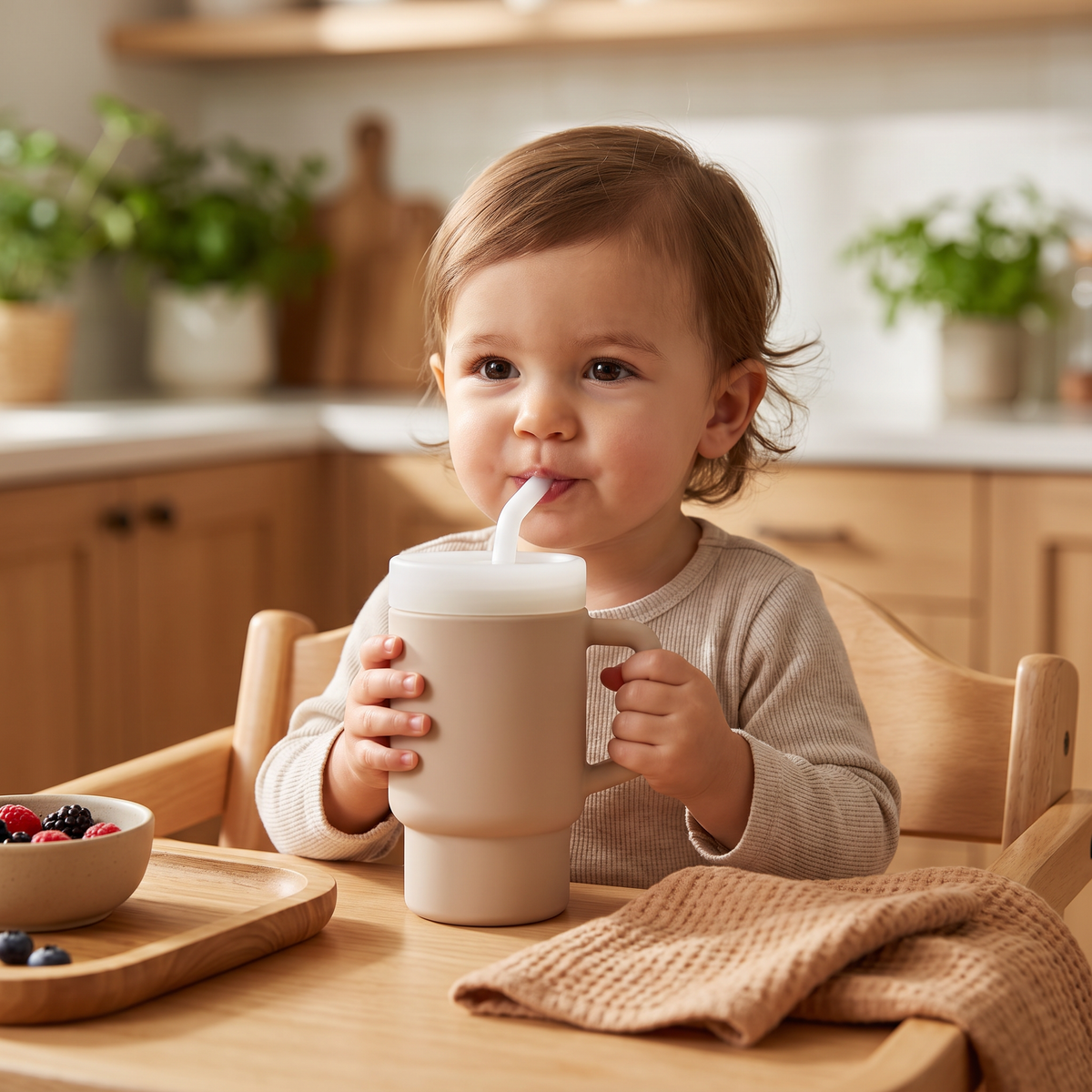 Leakproof Silicone Toddler Straw Cup