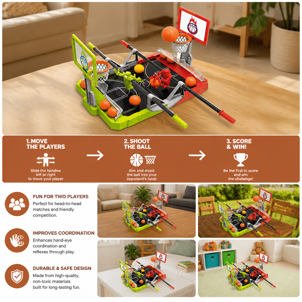 Mini Basketball Battle Game – 2-Player Tabletop Hoops Challenge