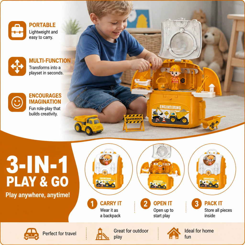 3-in-1 Backpack Playset for on the Go