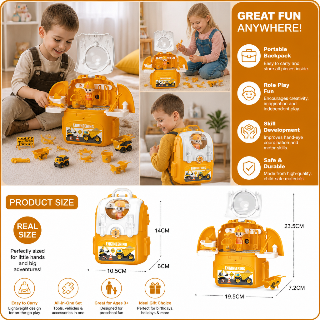 3-in-1 Backpack Playset for on the Go