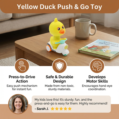 Yellow Duck Push & Go Toy – Fun Kids Scooter with Press-to-Drive Action