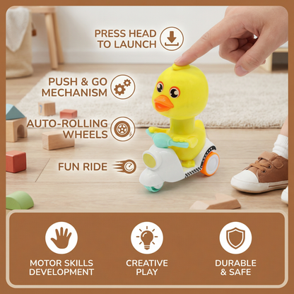 Yellow Duck Push & Go Toy – Fun Kids Scooter with Press-to-Drive Action
