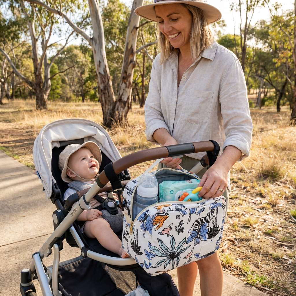 3in1 Stroller Organizer Bag – Waterproof Diaper Caddy with Insulated Pockets
