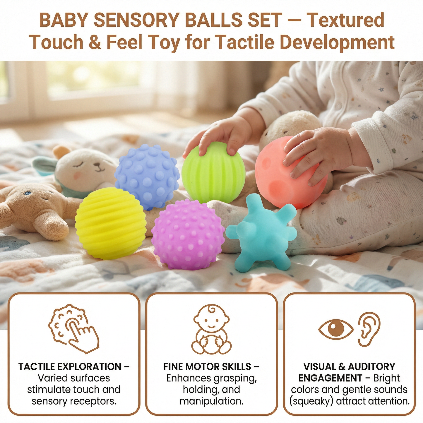 Baby Sensory Balls Set – Textured Touch & Feel Toy for Tactile Development