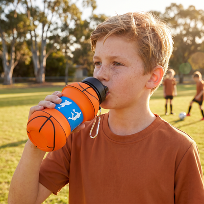 Foldable & Durable Silicone Football Water Bottle