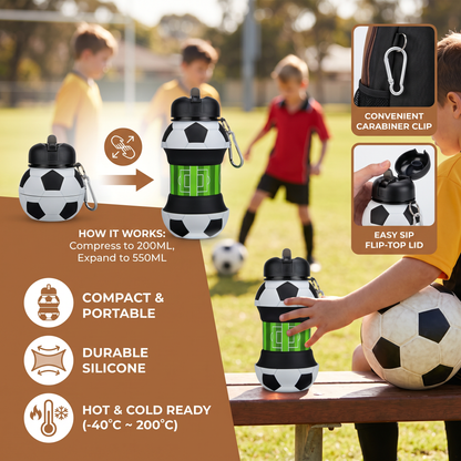 Foldable & Durable Silicone Football Water Bottle