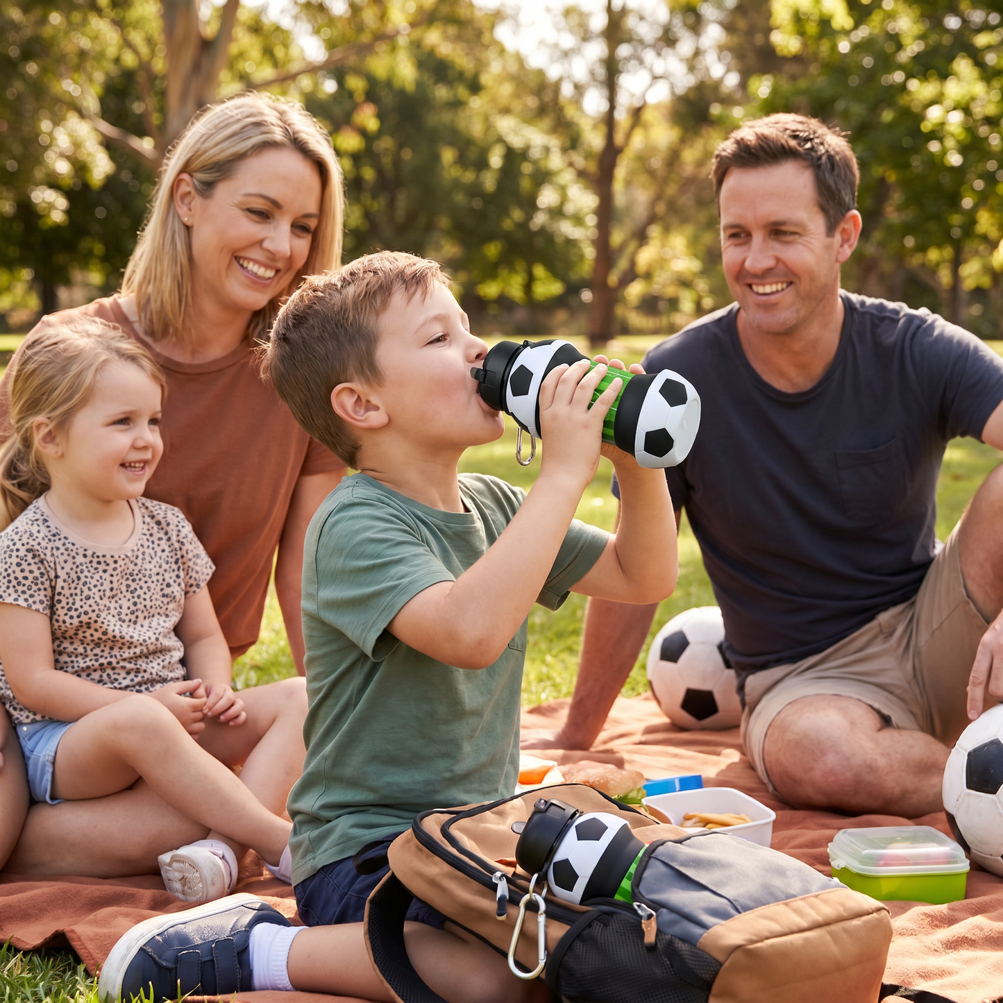Foldable & Durable Silicone Football Water Bottle