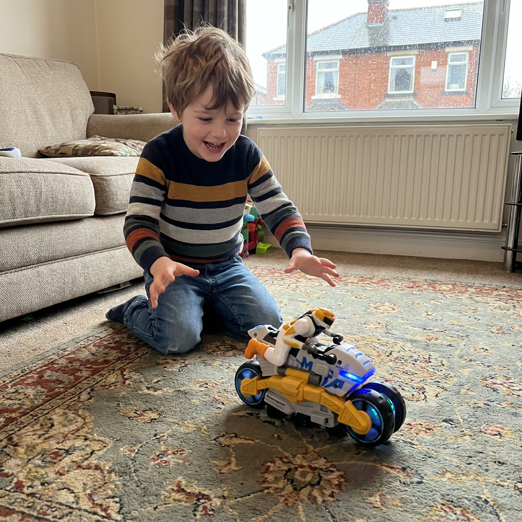 Kids Transformable Stunt Motorcycle Toy with 360 Degree Rotating Action
