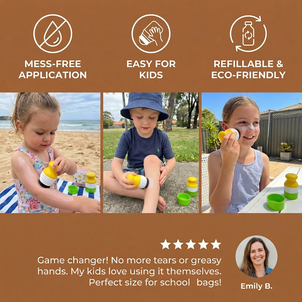 Refillable Sunscreen Roller for Kids – Easy Mess-Free Sunscreen Applicator