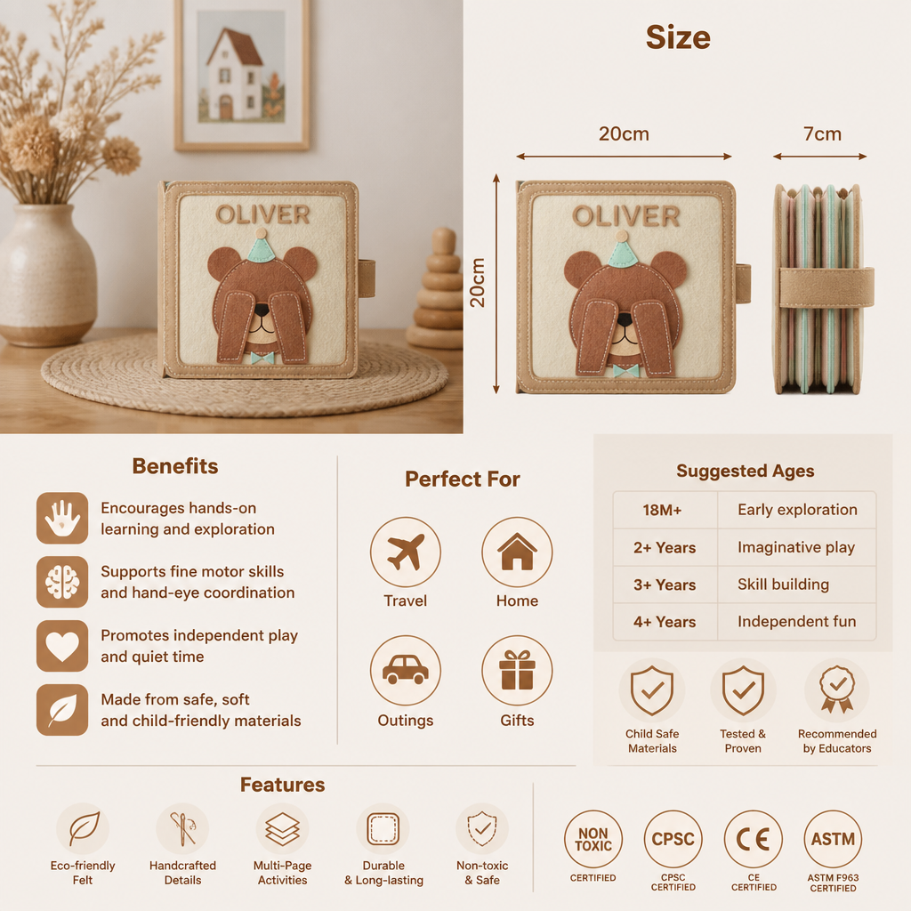 Kids Felt Book Personalized