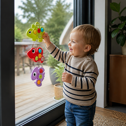 Dinosaur Suction Cup Spinner Toy for Babies & Toddlers Set of 3