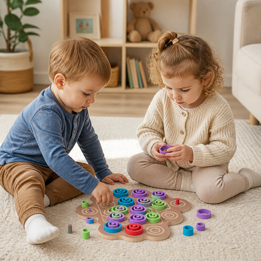 Early Educational 3-Level Wooden Tic-Tac-Toe Strategy Game