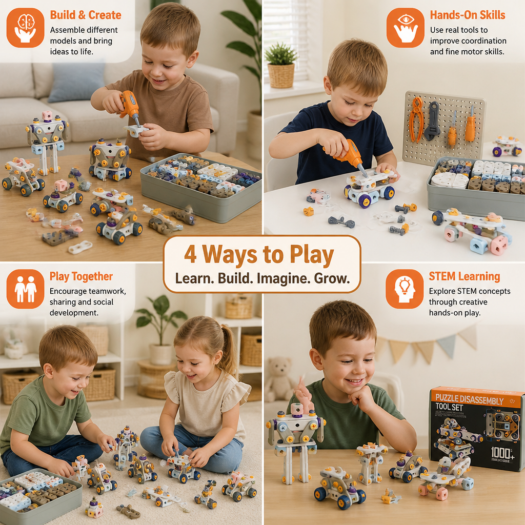Kids’ DIY Tool Kit with Electric Drill – STEM Building Playset