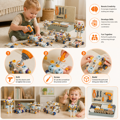 Kids’ DIY Tool Kit with Electric Drill – STEM Building Playset