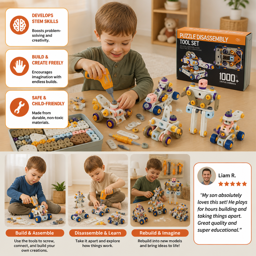 Kids’ DIY Tool Kit with Electric Drill – STEM Building Playset