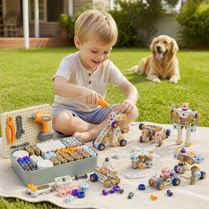 Kids’ DIY Tool Kit with Electric Drill – STEM Building Playset