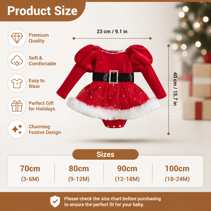 Baby Girl’s My First Christmas Long-Sleeve Romper Dress