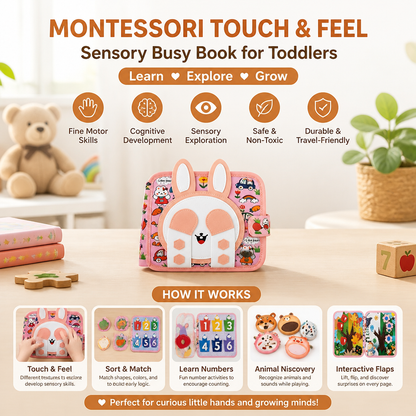 Montessori Touch & Feel Sensory Busy Book for Toddlers