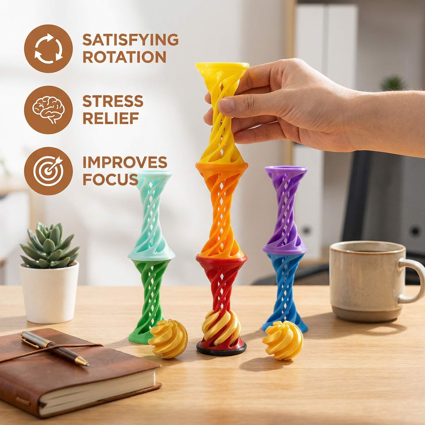 3D Printed Spiral Toy, a Novel and Unique Decompression Toy for Office Desks and Desktops
